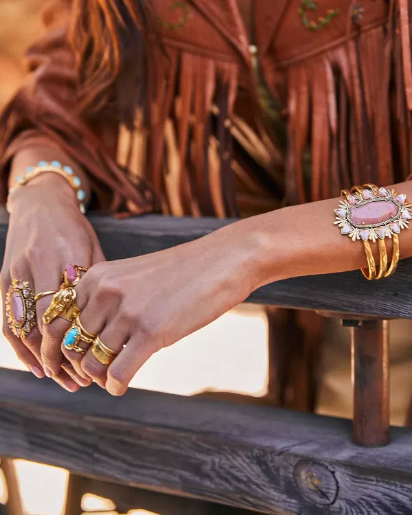 Havana Vintage Gold Cuff Bracelet In Blush Pink Quartzite^Kendra Scott Shop