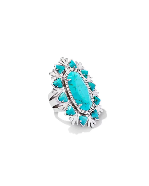 Havana Vintage Silver Cocktail Ring In Variegated Turquoise Magnesite^Kendra Scott Fashion