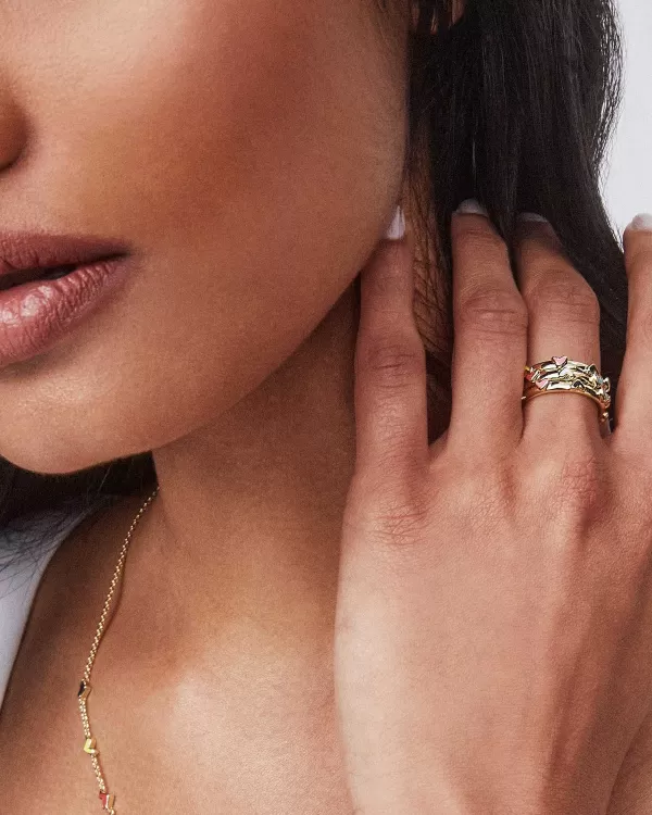 Haven Heart Gold Rings Set Of 3 In Multi Mix^Kendra Scott Flash Sale