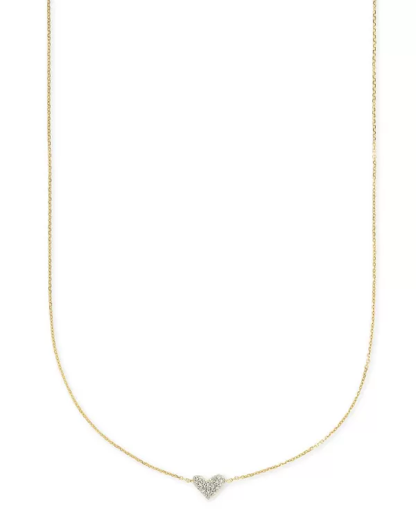 Heart 14K Yellow Gold Pendant Necklace In White Diamonds^Kendra Scott Fashion