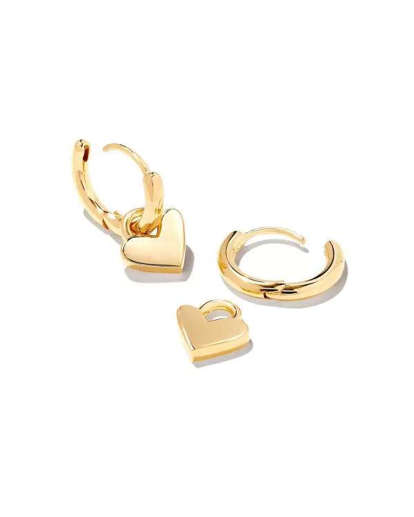 Heart Padlock Huggie Earrings In 18K Gold Vermeil^Kendra Scott New