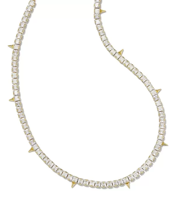 Jacqueline Gold Tennis Necklace In White Crystal^Kendra Scott Cheap