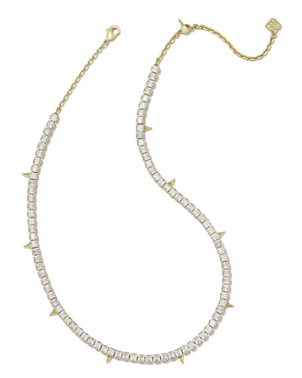 Jacqueline Gold Tennis Necklace In White Crystal^Kendra Scott Cheap