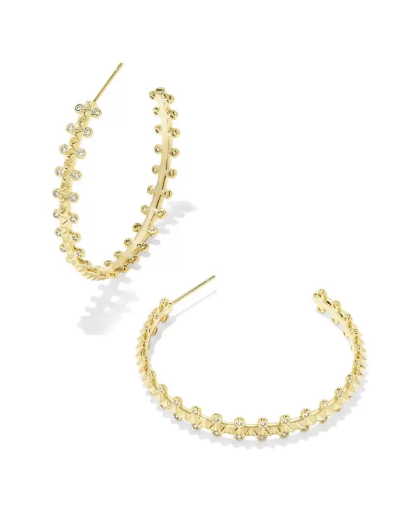 Jada Gold Hoop Earrings In White Crystal^Kendra Scott Shop