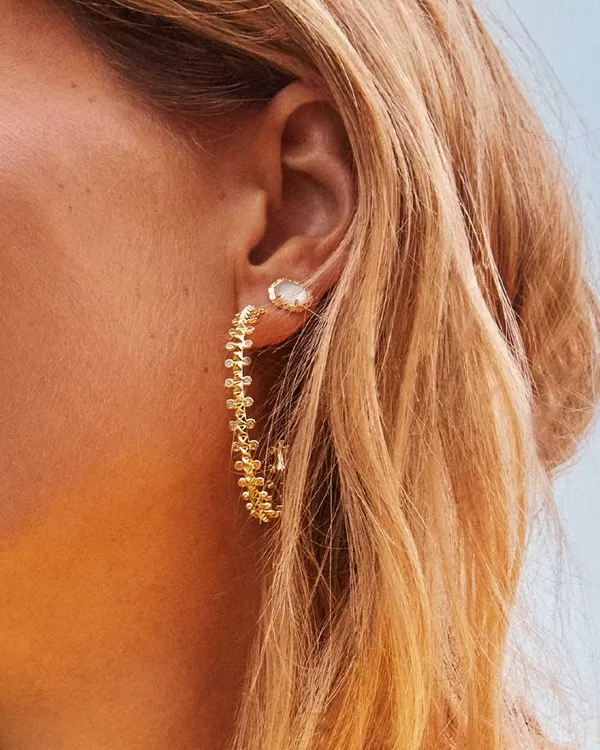 Jada Gold Hoop Earrings In White Crystal^Kendra Scott Shop