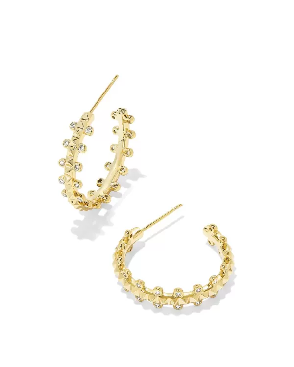 Jada Gold Small Hoop Earrings In White Crystal^Kendra Scott Sale