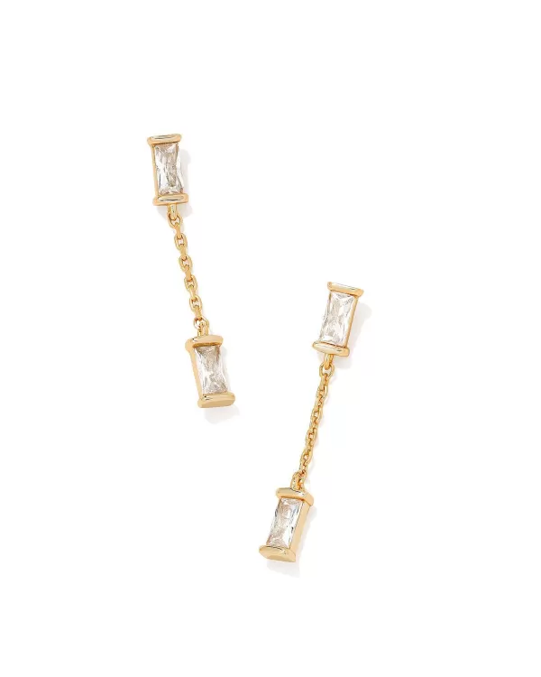 Juliette Gold Drop Earrings In White Crystal^Kendra Scott Shop