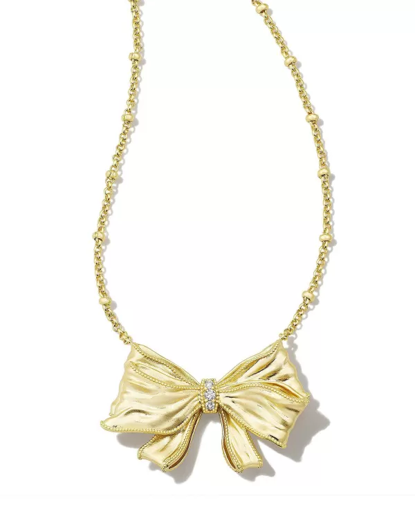 X Loveshackfancy Gold Bow Necklace In White Crystal^Kendra Scott Cheap