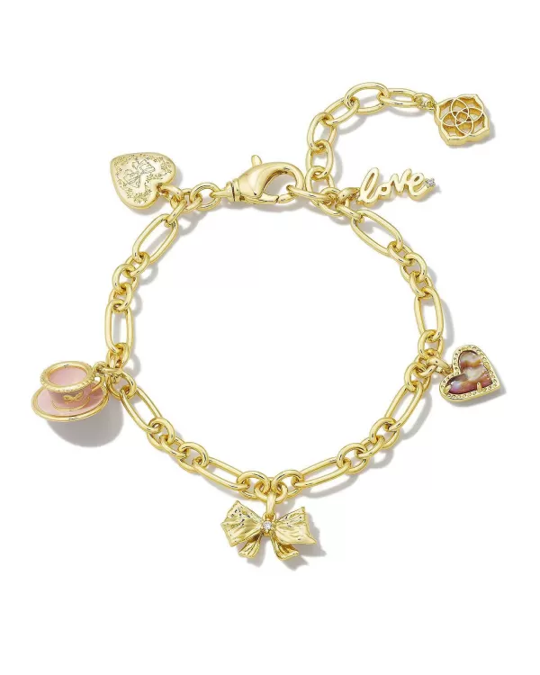 X Loveshackfancy Gold Charm Bracelet In Pink Mix^Kendra Scott Cheap