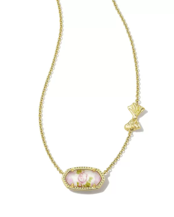 X Loveshackfancy Gold Elisa Necklace In Marie Pink Blooming Heirloom Illusion^Kendra Scott Sale