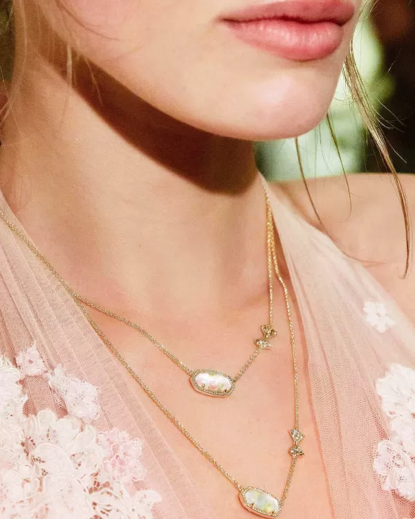 X Loveshackfancy Gold Elisa Necklace In Marie Pink Blooming Heirloom Illusion^Kendra Scott Sale