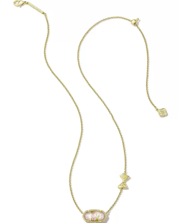 X Loveshackfancy Gold Elisa Necklace In Marie Pink Blooming Heirloom Illusion^Kendra Scott Sale