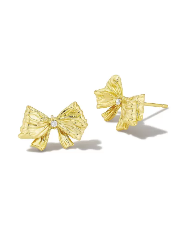 X Loveshackfancy Gold Stud Earrings In White Crystal^Kendra Scott Cheap