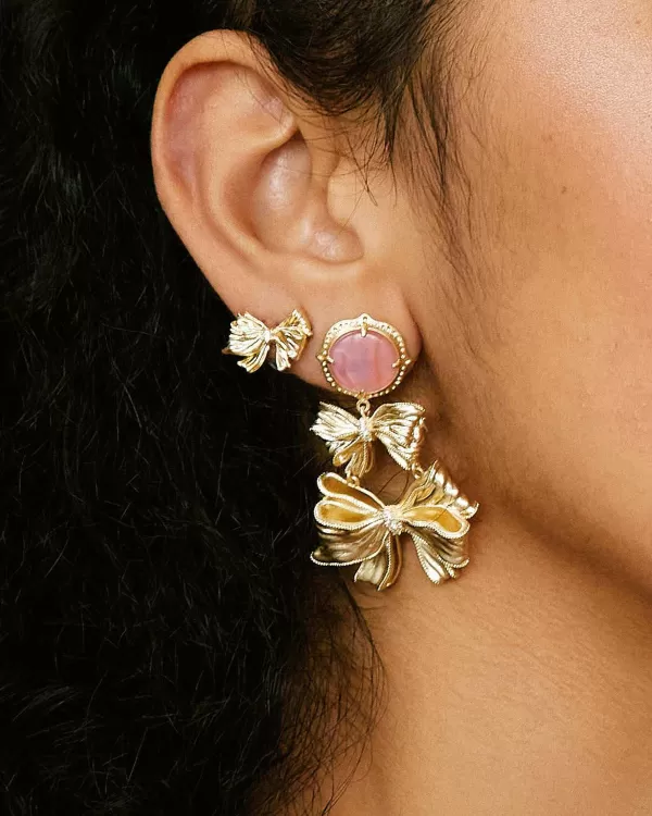 X Loveshackfancy Gold Stud Earrings In White Crystal^Kendra Scott Cheap