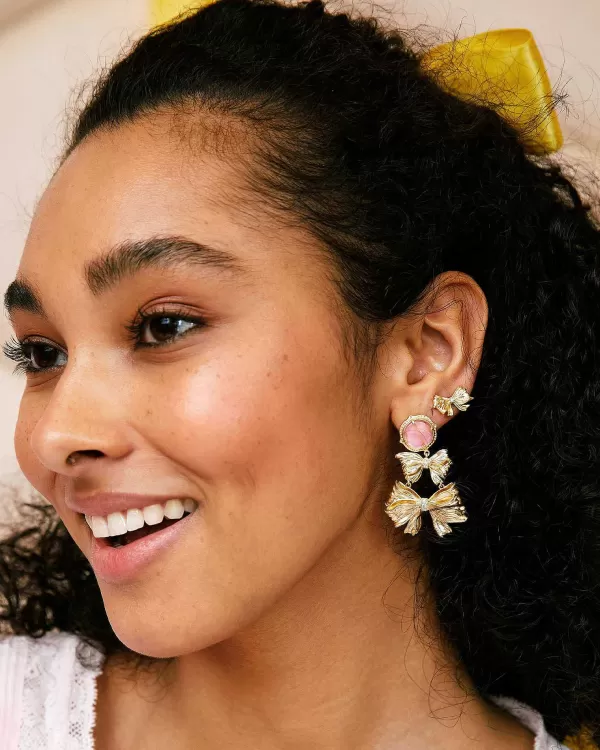 X Loveshackfancy Gold Stud Earrings In White Crystal^Kendra Scott Cheap