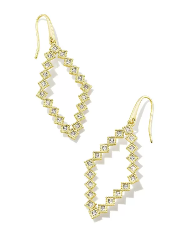 Kinsley Gold Open Frame Earrings In White Crystal^Kendra Scott Sale