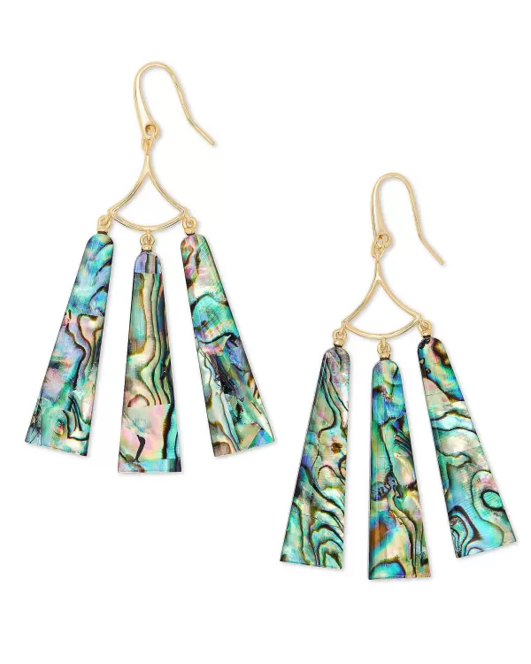 Layton Gold Statement Earrings In Abalone Shell^Kendra Scott New