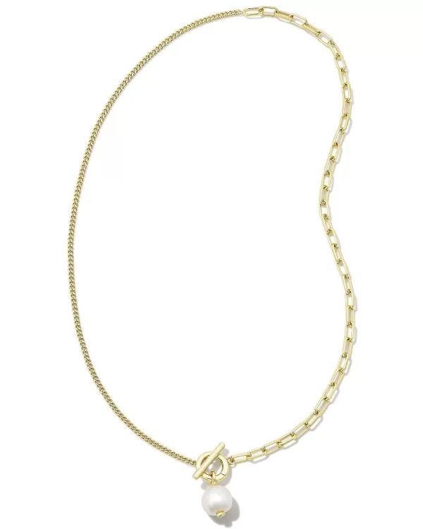 Leighton Convertible Gold Pearl Chain Necklace In White Pearl^Kendra Scott Best Sale