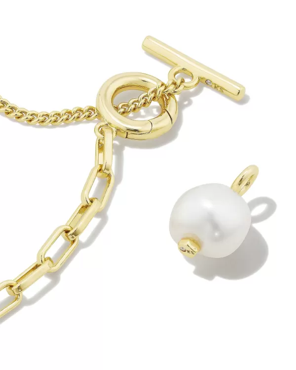 Leighton Convertible Gold Pearl Chain Necklace In White Pearl^Kendra Scott Best Sale