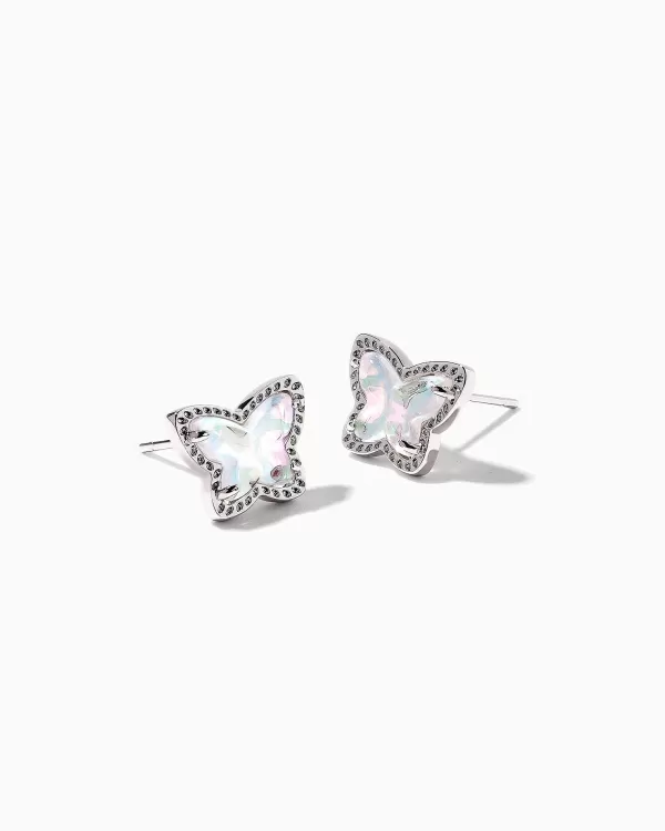 Lillia Butterfly Silver Stud Earrings In Dichroic Glass^Kendra Scott Fashion