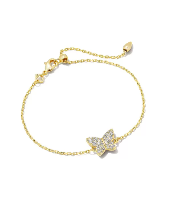Lillia Crystal Butterfly Gold Delicate Chain Bracelet In White Crystal^Kendra Scott Cheap