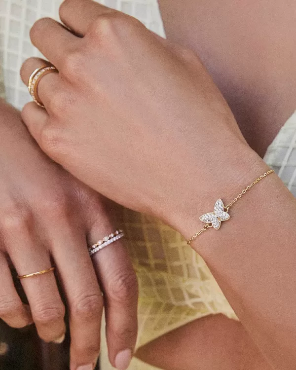 Lillia Crystal Butterfly Gold Delicate Chain Bracelet In White Crystal^Kendra Scott Cheap