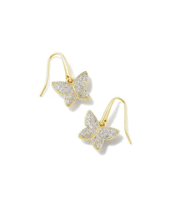 Lillia Crystal Butterfly Gold Drop Earrings In White Crystal^Kendra Scott Cheap