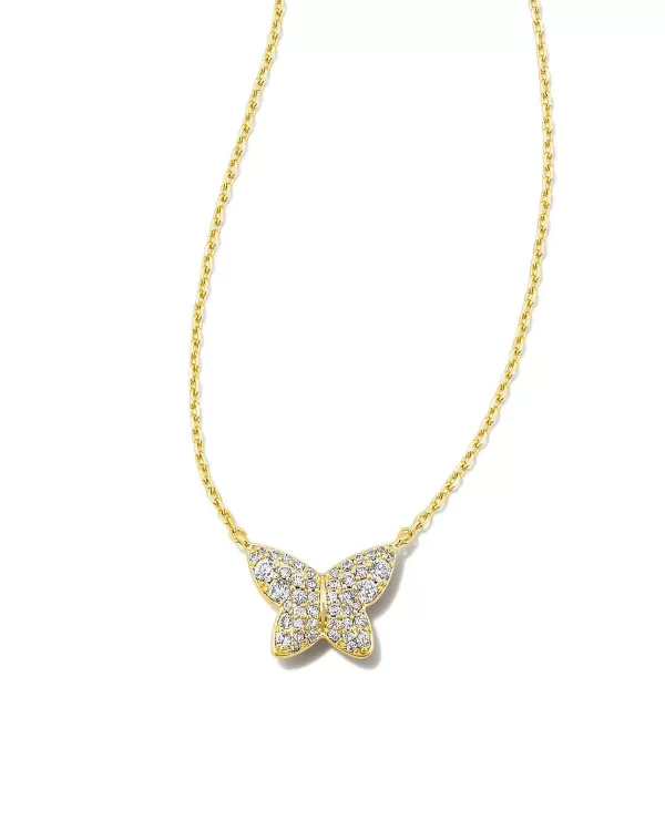 Lillia Crystal Butterfly Gold Pendant Necklace In White Crystal^Kendra Scott Shop