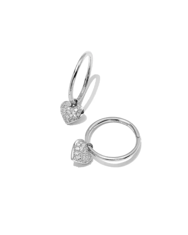 Madeline 14K White Gold Huggie Earrings In White Diamond^Kendra Scott Shop