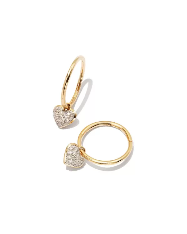 Madeline 14K Yellow Gold Huggie Earrings In White Diamond^Kendra Scott New