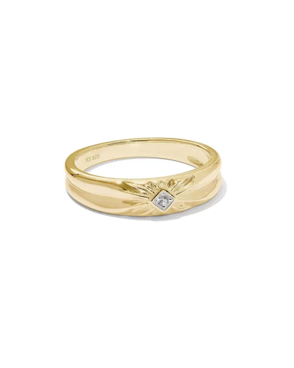 Maia 18K Gold Vermeil Square Bezel Band Ring In White Sapphire^Kendra Scott Discount