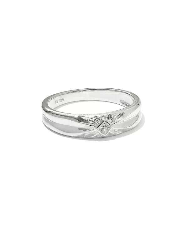 Maia Sterling Silver Square Bezel Band Ring In White Sapphire^Kendra Scott Cheap