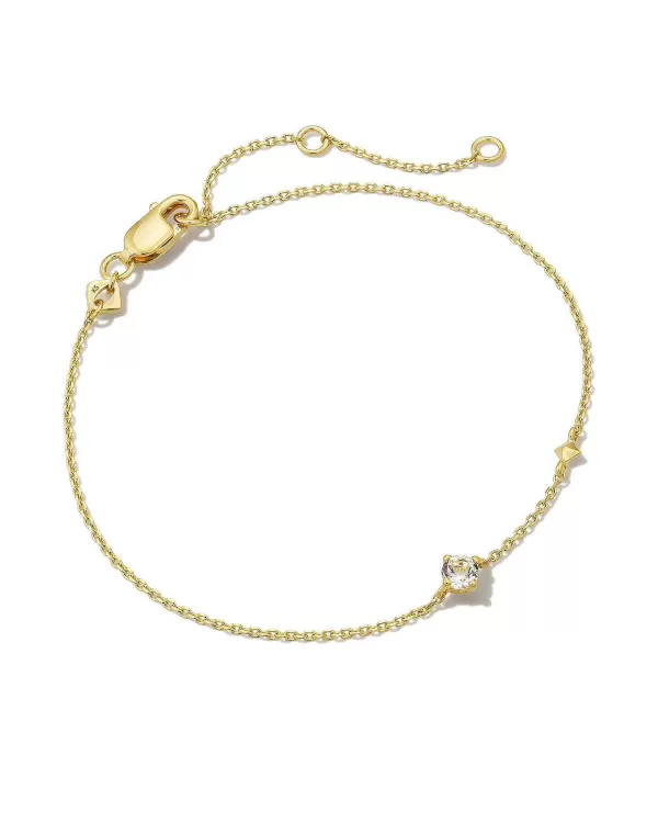 Maisie 18K Gold Vermeil Delicate Chain Bracelet In White Topaz^Kendra Scott Flash Sale
