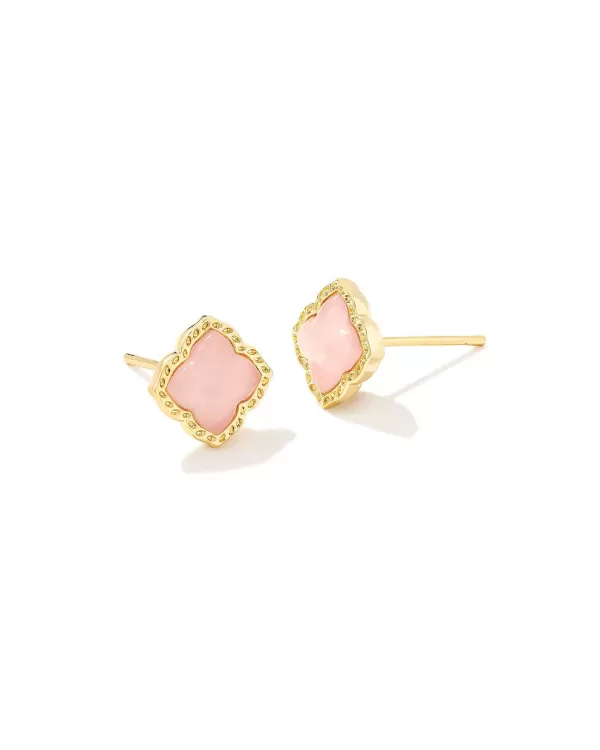 Mallory Gold Stud Earrings In Rose Quartz^Kendra Scott Sale