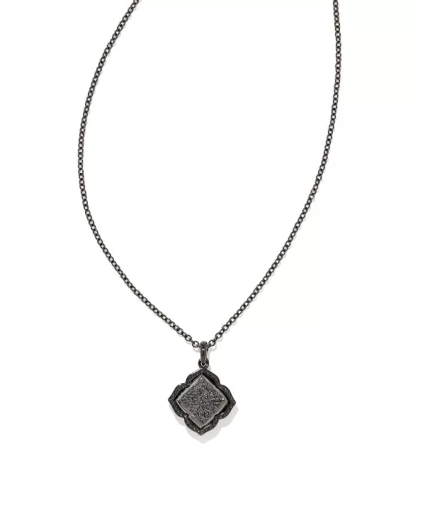 Mallory Gunmetal Pendant Necklace In Black Drusy^Kendra Scott Sale