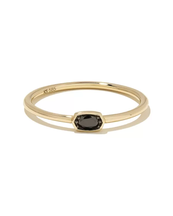 Marisa 14K Yellow Gold Oval Solitaire Band Ring In Black Diamond^Kendra Scott Best Sale