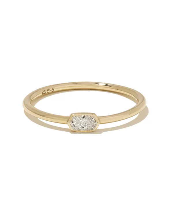 Marisa 14K Yellow Gold Oval Solitaire Band Ring In White Diamond^Kendra Scott Sale