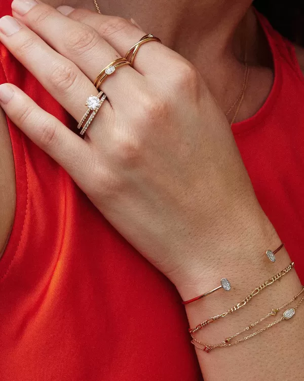 Marisa 14K Yellow Gold Oval Solitaire Band Ring In White Diamond^Kendra Scott Sale