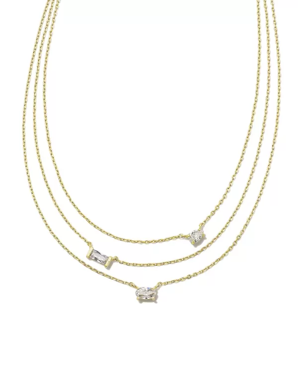 Mayel Gold Multi Strand Necklace In White Crystal^Kendra Scott Outlet