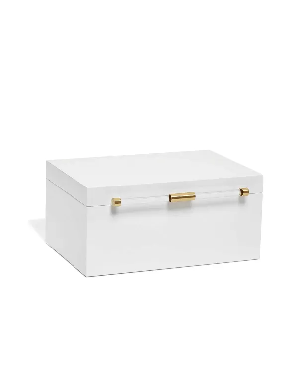 Medium Antique Brass Jewelry Box In White Lacquer^Kendra Scott Cheap