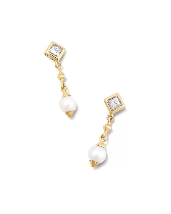 Michelle 14K Yellow Gold Drop Earrings In White Pearl^Kendra Scott Outlet