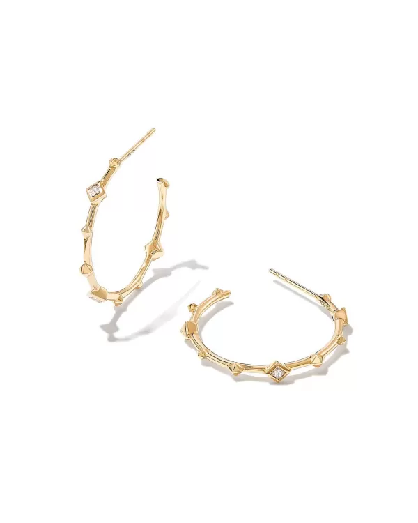 Michelle 14K Yellow Gold Hoop Earrings In White Diamond^Kendra Scott Store