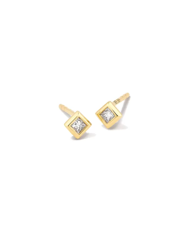 Michelle 14K Yellow Gold Stud Earrings In White Diamond^Kendra Scott Store