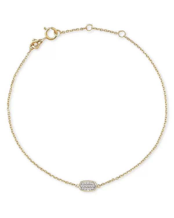 Millicent 14K Yellow Gold Delicate Chain Bracelet In White Diamond^Kendra Scott New