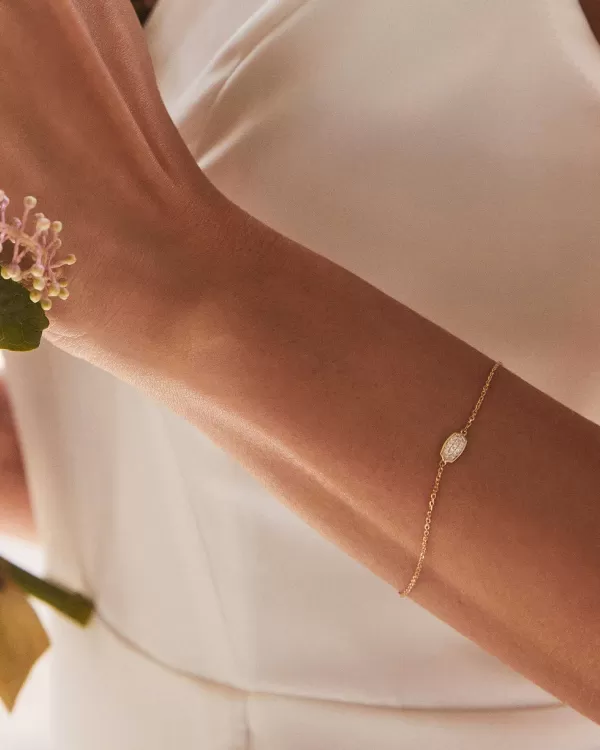 Millicent 14K Yellow Gold Delicate Chain Bracelet In White Diamond^Kendra Scott New
