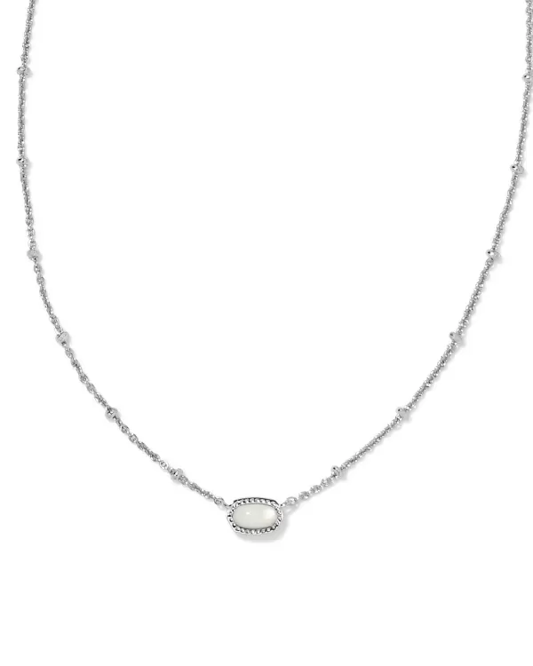 Mini Elisa Silver Satellite Short Pendant Necklace In Ivory Mother-Of-Pearl^Kendra Scott New