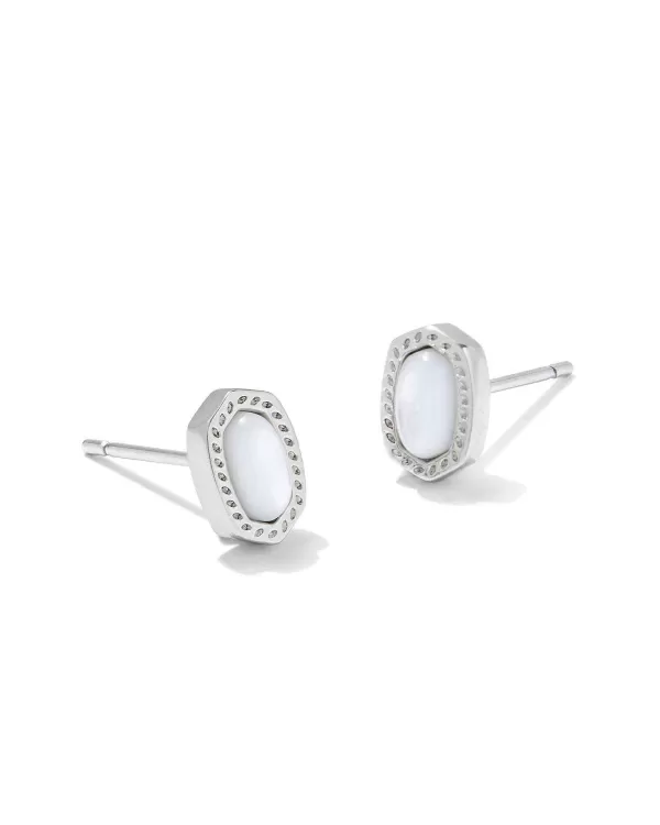 Mini Ellie Silver Stud Earrings In Ivory Mother-Of-Pearl^Kendra Scott Best