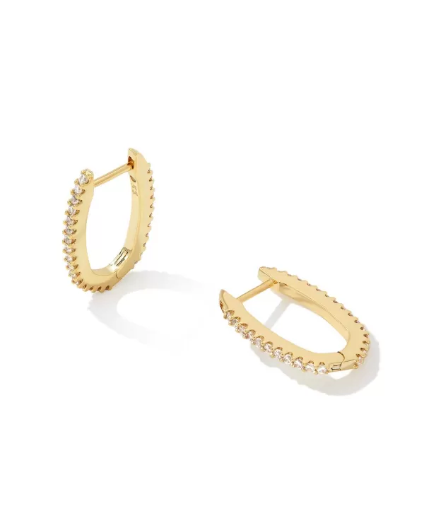 Murphy Gold Pave Huggie Earrings In White Crystal^Kendra Scott Outlet