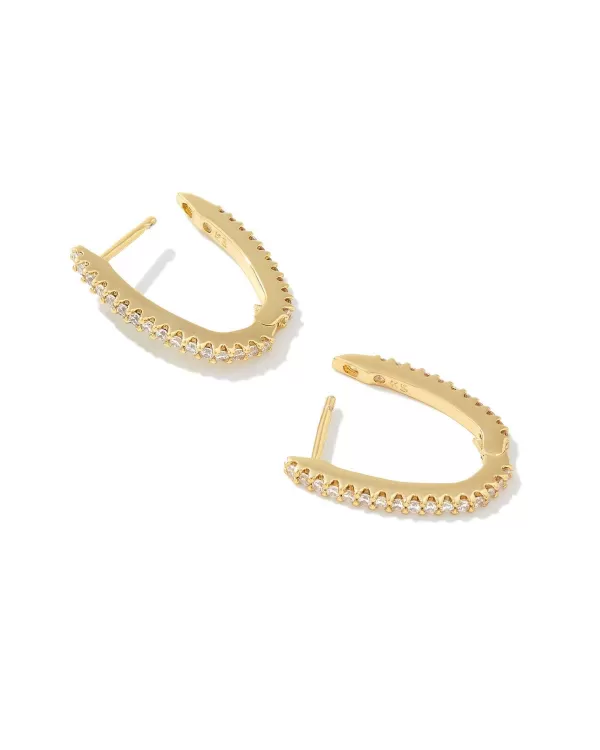 Murphy Gold Pave Huggie Earrings In White Crystal^Kendra Scott Outlet