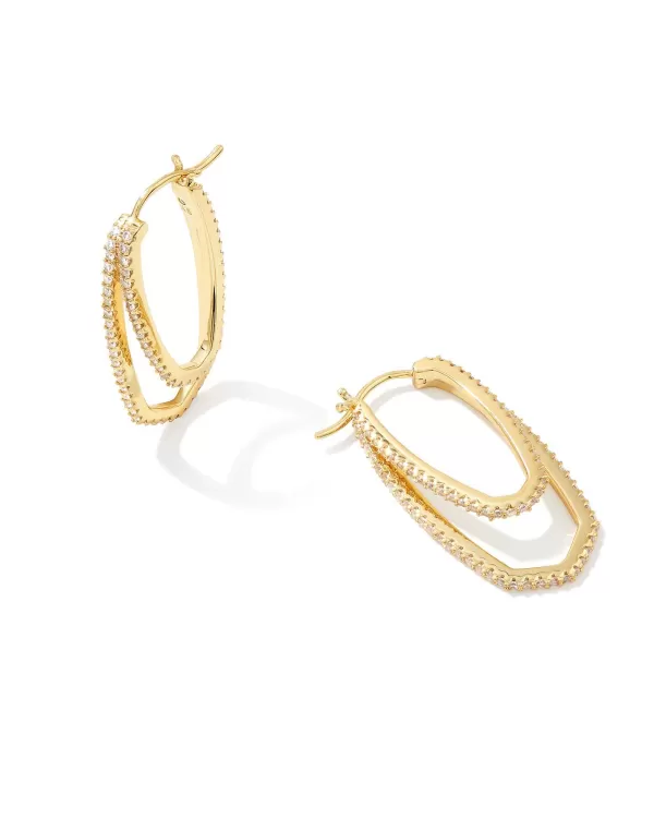 Murphy Silver Hoop Earrings In White Crystal^Kendra Scott Store